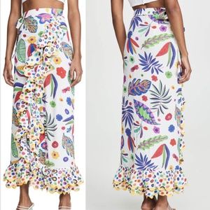 Celia B Durazno Flower Power white floral maxi wrap skirt XS